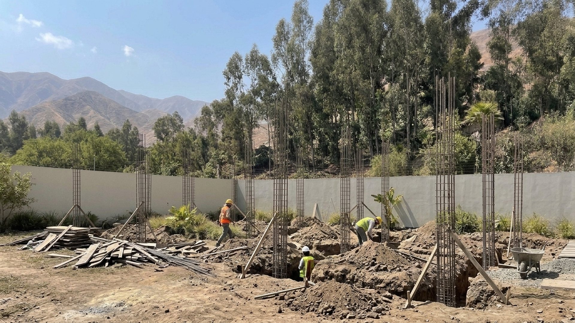 Foto de dron de la obra en etapa de cimientos